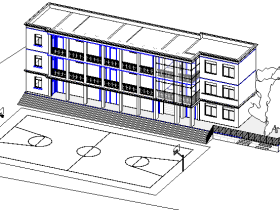 revit模型-三层小建筑模型