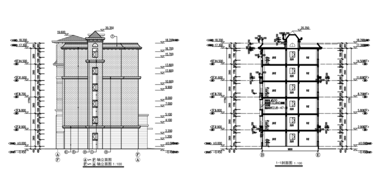[BIM练习图纸]6层框架结构商住楼全套施工图（建筑、结构、暖通、电气）