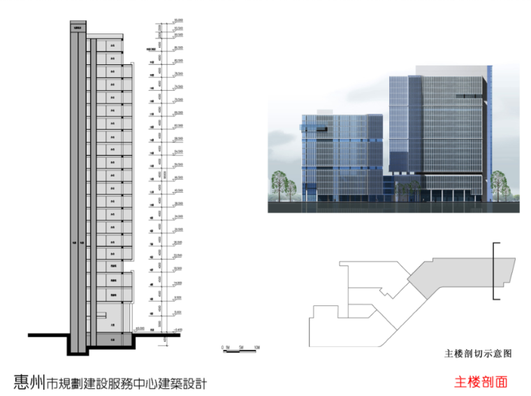 [BIM练习图纸]惠州市规划建设服务中心建筑设计方案（方案及施工图）