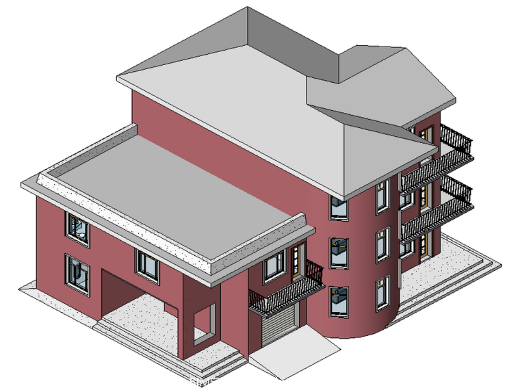 [revit模型]三层小别墅模型