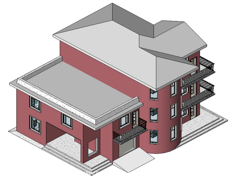 1BIM模型-revit模型-三层小别墅模型