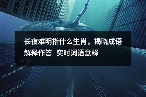 长夜难明指什么生肖，揭晓成语解释作答   实时词语意释