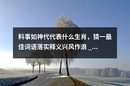 料事如神代代表什么生肖，猜一最佳词语落实释义兴风作浪 _生肖腾云驾雾的壮志雄心实时意释