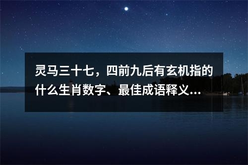 灵马三十七，四前九后有玄机指的什么生肖数字、最佳成语释义落实_生肖疾风知劲草实时意释