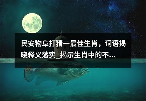 民安物阜打猜一最佳生肖，词语揭晓释义落实_揭示生肖中的不屈之龙与坚韧之马实时意释
